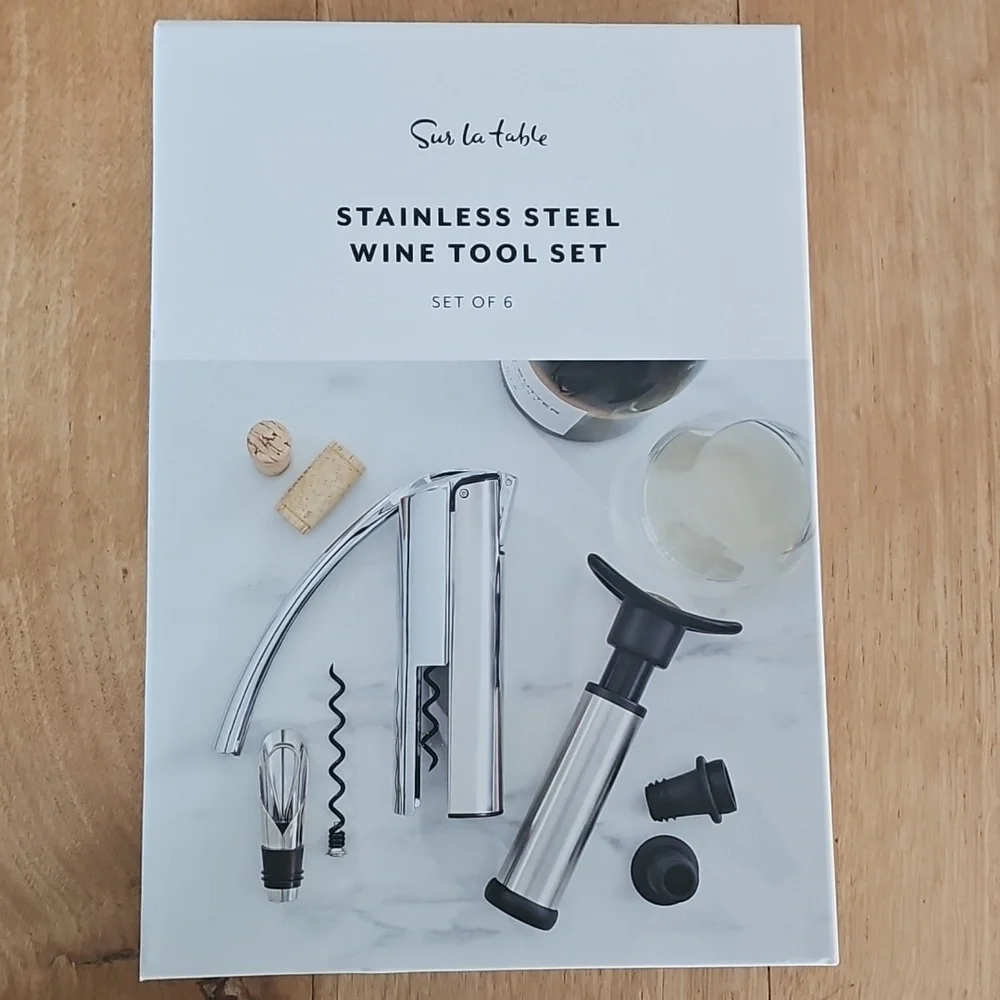 Sur La Table Stainless Steel 6 Piece Wine Tool Set NWT
